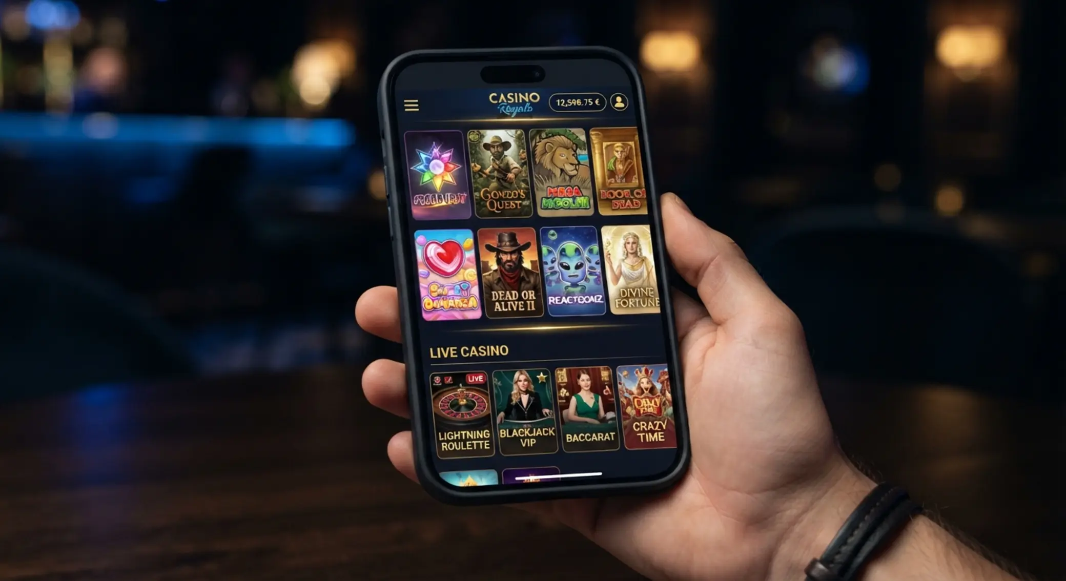 Ekran iPhone z lobby kasyna online