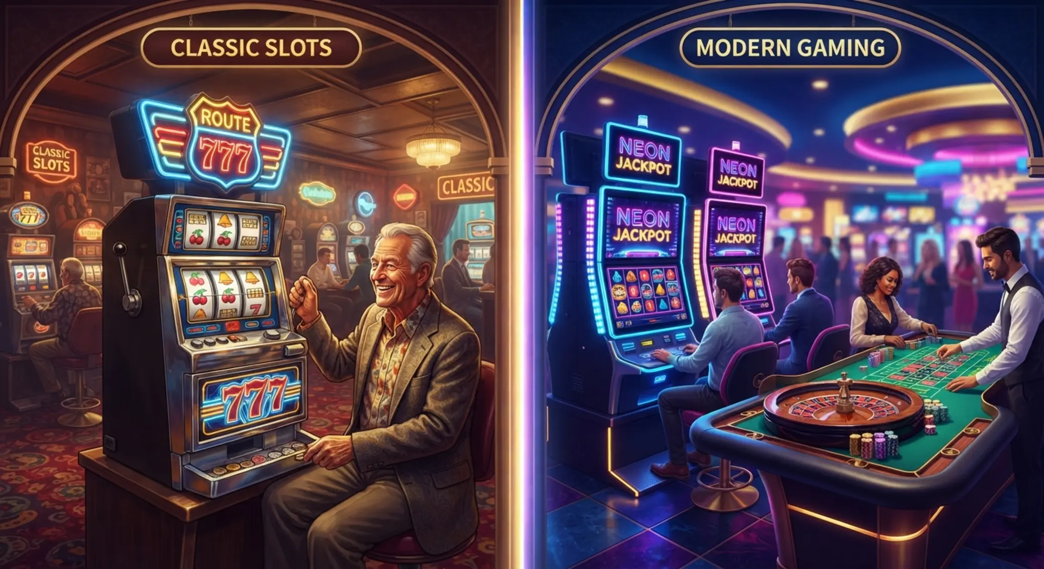 Porównanie Route 777 z nowoczesnymi slotami i ruletką